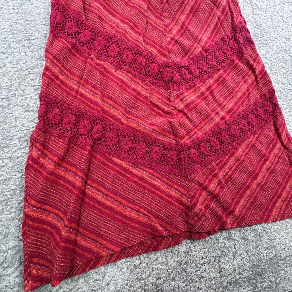 Prana Womens Red Orange Striped Chevron Crochet Lace Midi Skirt W3GINN115 Size 8 - Picture 10 of 10